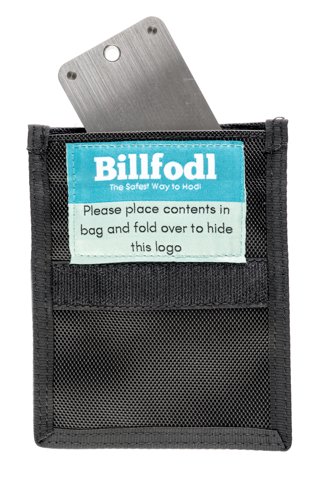 Billfodl product in a Faraday bag
