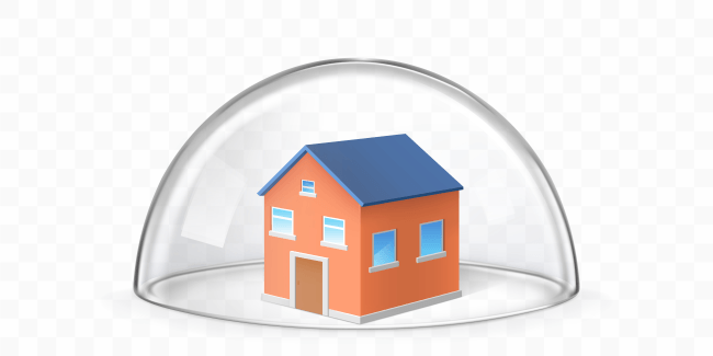 House covered with glass dome realistic vector