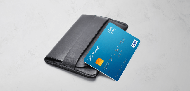 Plastic card on a wallet