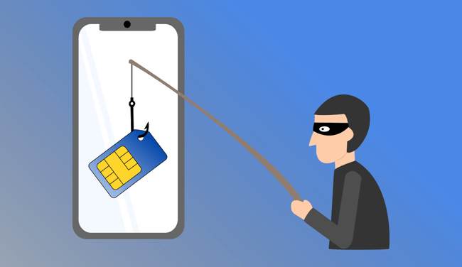 cybercriminal fishing a sim from a mobile phone
